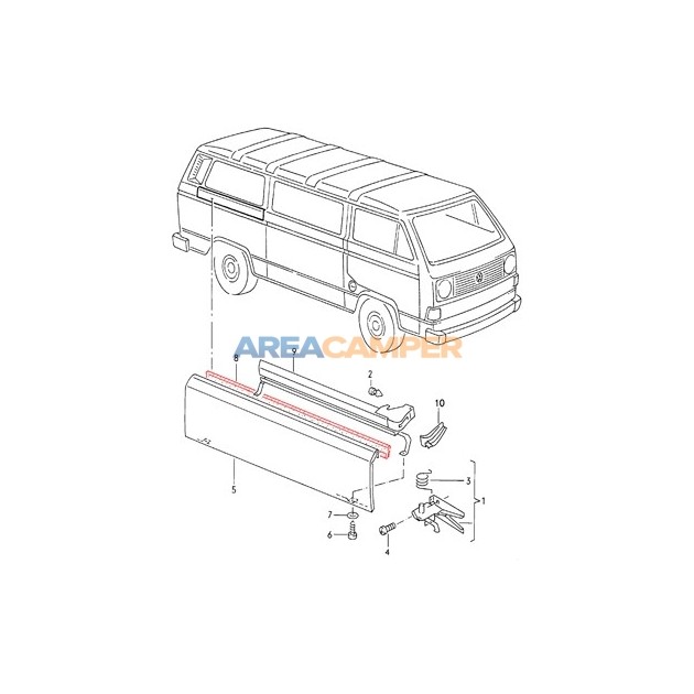 Rubber beading for VW T2 and VW T3 sliding door rail cover panel