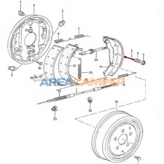 Spring pin for rear brake drum