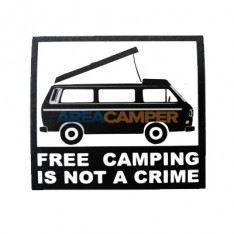 Adhesivo "Free camping is not a crime", 12*11 cm