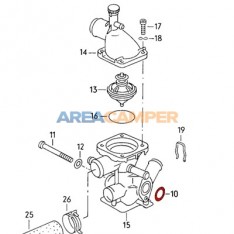 Junta sobre caja del termostato motores 1900 CC y 2100 CC gasolina (1985-1992)