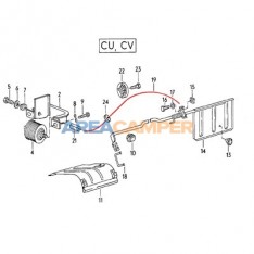 Cable termostato 469 mm VW T2 1.7L a 2.0L (08/1971-07/1979) y VW T3 2.0L (05/1979-12/1982)