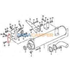 Placa esquerda do suporte do silencioso traseiro SYNCRO 1.6L TD (motor JX a partir 08/1989)