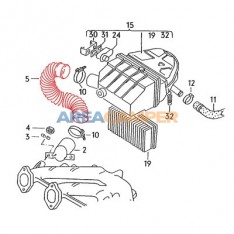 Air intake hose on air filter box VW Golf I (08/1978-12/1984) and Golf I Cabrio (08/1980-07/1993), plastic