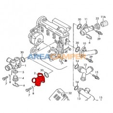 Pipa sistema refrigeración sobre culata motores 5 cilindros 2.4L D, 2.5L, 2.5L TDI