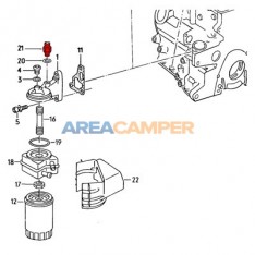 Conector rosqueado suporte filtro óleo VW T3 1.6L TD (JX) ou tubo lubrificação Turbo VW T4 1.9L TD ABL (1991-1995)