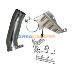 Warm air evacuation elbow from left heat exchanger 1.7L to 2.0L VW T2 and VW T3 engines, 08/1971-12/1982